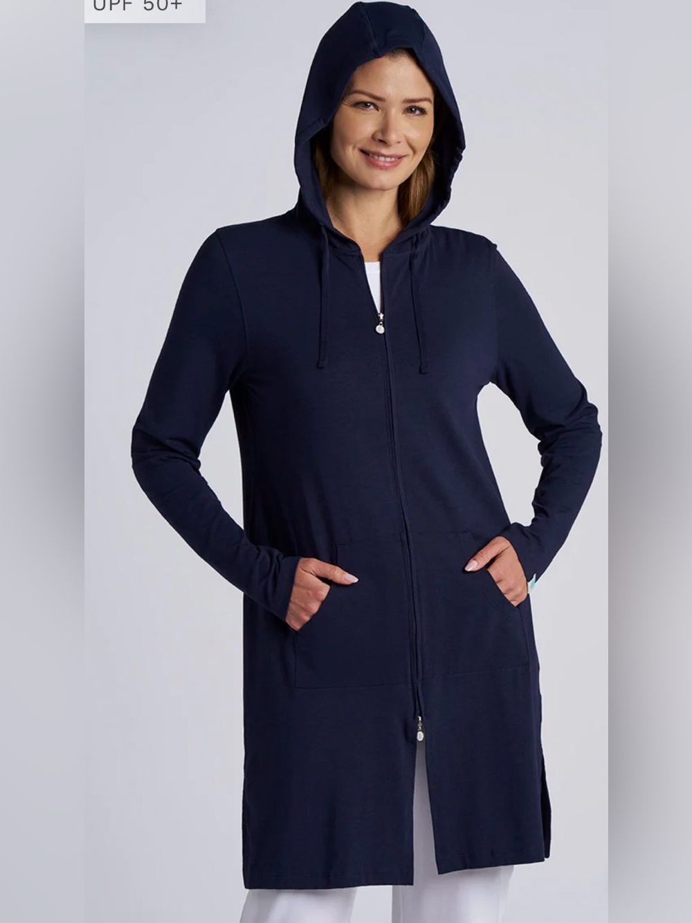 Coolibar Women’s UPF 50+ Black Long Cabana Hoodie Size XXL - Picture 2 of 11